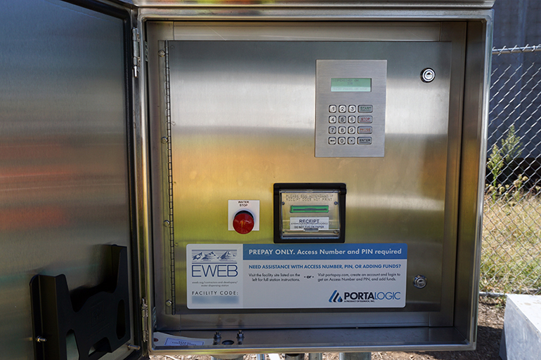 A Portalogic FS-20 Bulk Water Fill Station with Portapay enabled allows for mobile payments by haulers.