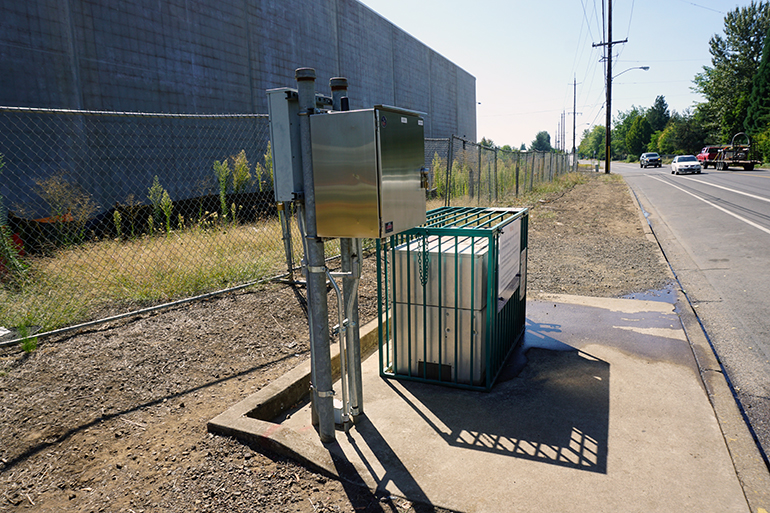 This Portalogic FS-20 Bulk Water Fill Station remains secure at the roadside with a lockable stainless steel enclosure, and admin controlled user access through Portalogic Management Software.