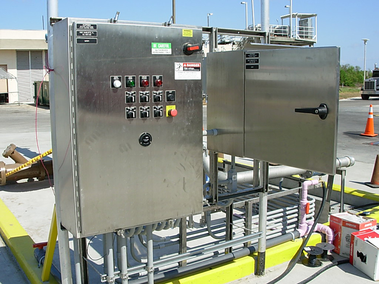Portalogic septage receiving station and control panel at Port Charlotte, Florida