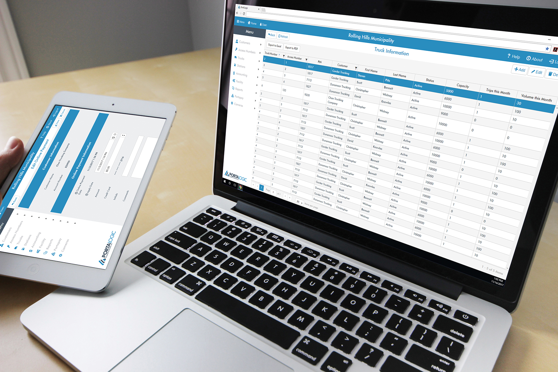 Portalogic management software can be viewed on both PC and tablet.